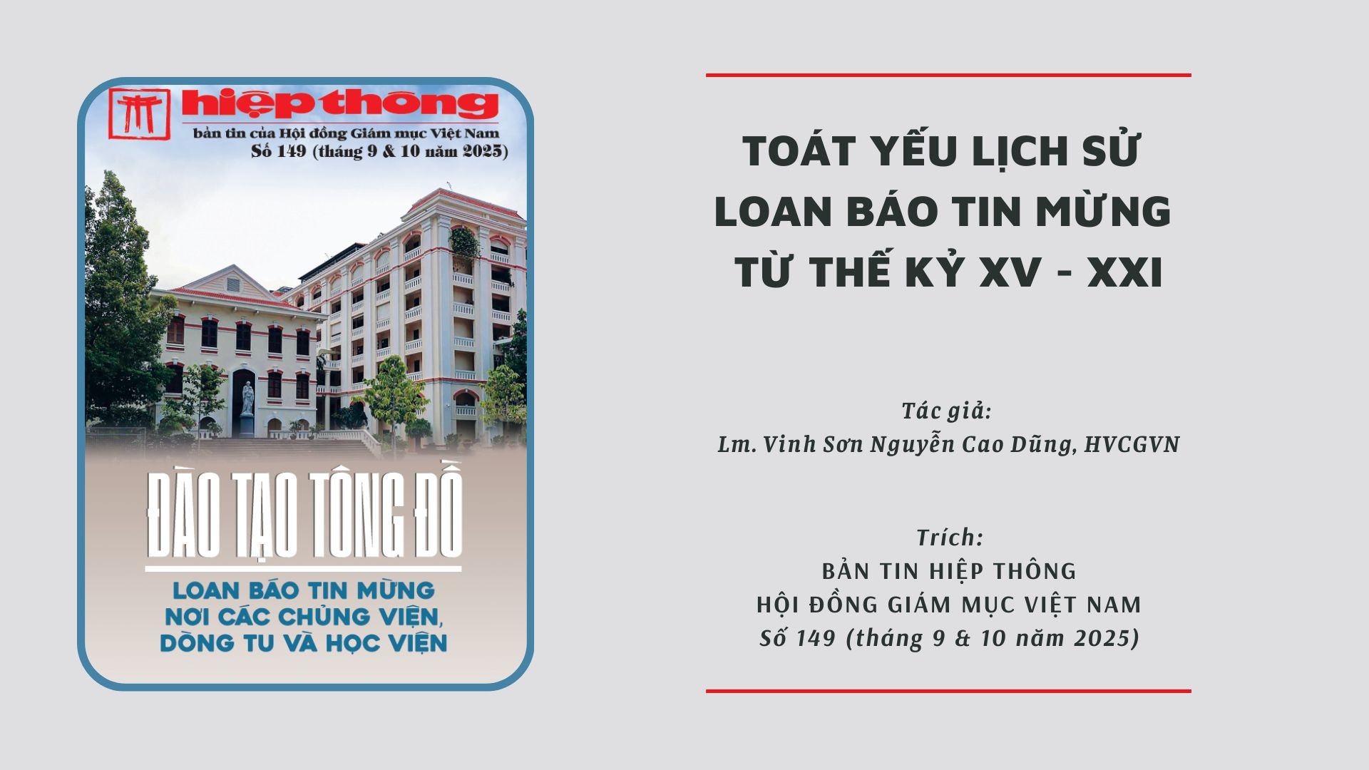 Toát yếu lịch sử loan báo tin mừng từ thế kỷ XV – XXI
