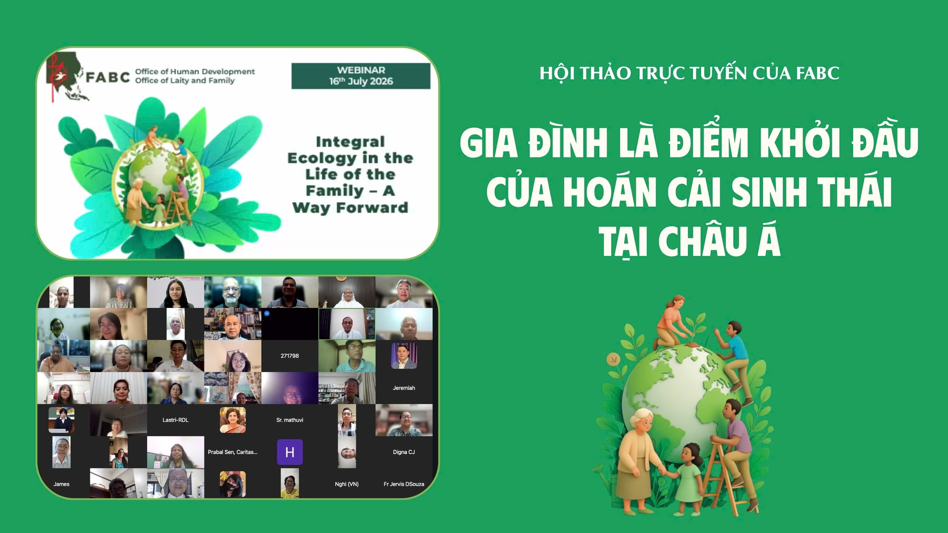 Hội thảo trực tuyến của FABC: Gia đình là điểm khởi đầu của hoán cải sinh thái tại châu Á