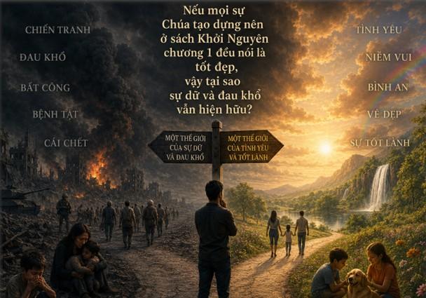 neu thien chua la dang tuyet doi tot lanh va neu cong trinh tao dung ban dau la tot dep  thi tai sao su du lai ton tai