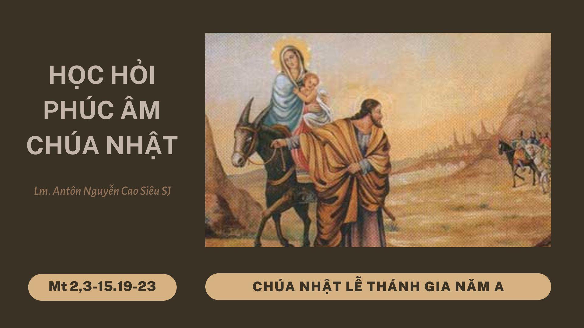 Học hỏi Phúc âm Chúa nhật lễ Thánh gia năm A (Mt 2,3-15.19-23)